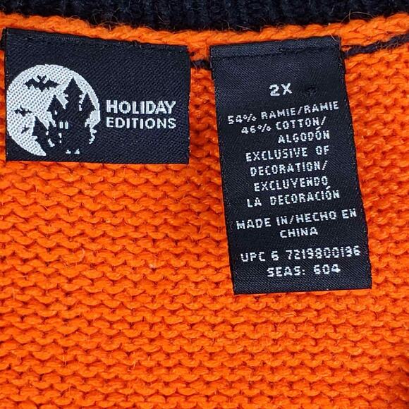 VTG 90's Basic Editions Halloween Applique Orange Cat Spider Sweater Vest Sz 2X - Picture 7 of 8